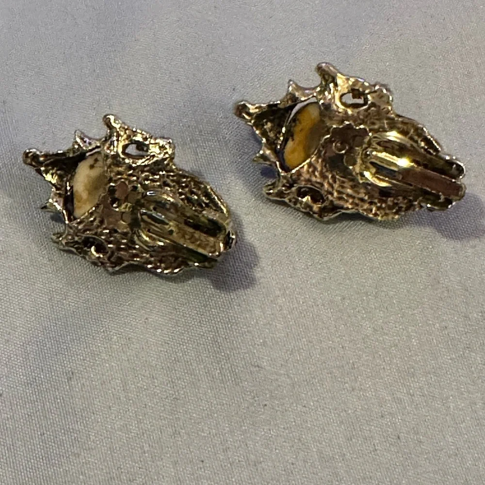 Vintage‎ Japanese Toshikane Mask Porcelain Earrings Clip Backs